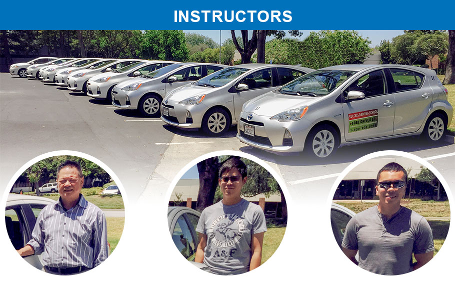 Professional driving instructor with student